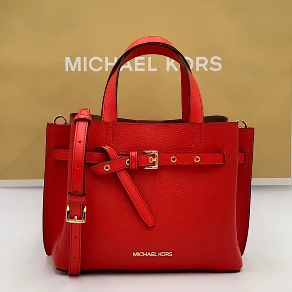 MICHAEL KORS EMILIA SMALL SATCHEL DARK SANGRIA - Picture 1 of 15